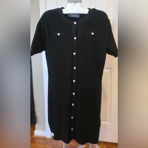 Primark Black Knit Sweater with Silver Button Dress